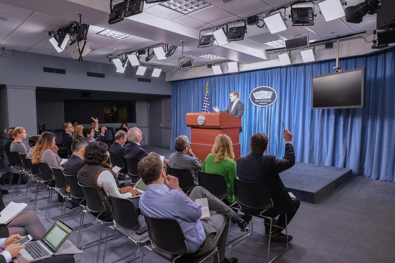 Pentagon Press Secretary Peter Cook briefs reporters at the Pentagon, Jan. 05, 2016. DoD photo by U.S. Army Sgt. 1st Class Clydell Kinchen