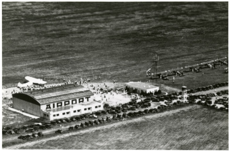 The official opening of the San Angelo airport on Jan. 24th,1929 brought civil and military aviation to the city, as student pilots from Kelly and Brooks Fields in San Antonio often used the airport during cross-country training. The old airport lay southeast of the city along San Antonio Highway, across from the present site of Lawnhaven cemetery. (Courtesy photo used with permission)
