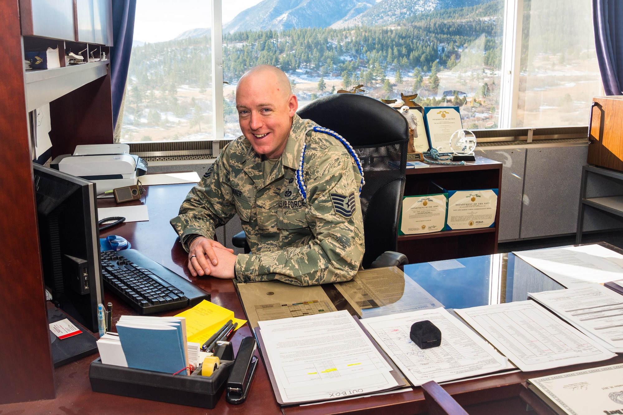 Tech. Sgt. John Sinner is the academy military trainer for Cadet Squadron 24 at the U.S. Air Force Academy. He's one of approximately 60 AMTs at the academy who guide and lead cadets, instructing them in the profession of arms. (U.S. Air Force photo/Liz Copan)
