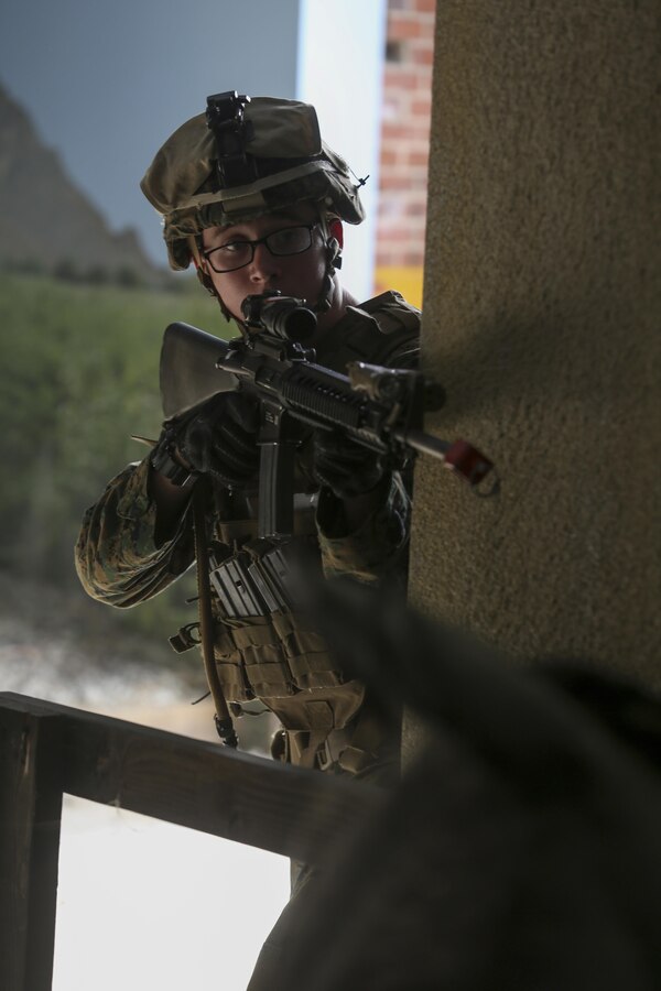 U.S. Marines assigned to Alpha Company, Battalion Landing Team, 1st Battalion, 6th Marine Regiment (BLT 1/6), 22nd Marine Expeditionary Unit, participate in an infantry immersion training exercise at Camp Lejeune, N.C., Dec. 14, 2015. BLT 1/6 conducted the training in preparation for a future deployment with the 22nd Marine Expeditionary Unit. (U.S. Marine Corps photo by Lance Cpl. Koby I. Saunders/ 22 MEU/Released)