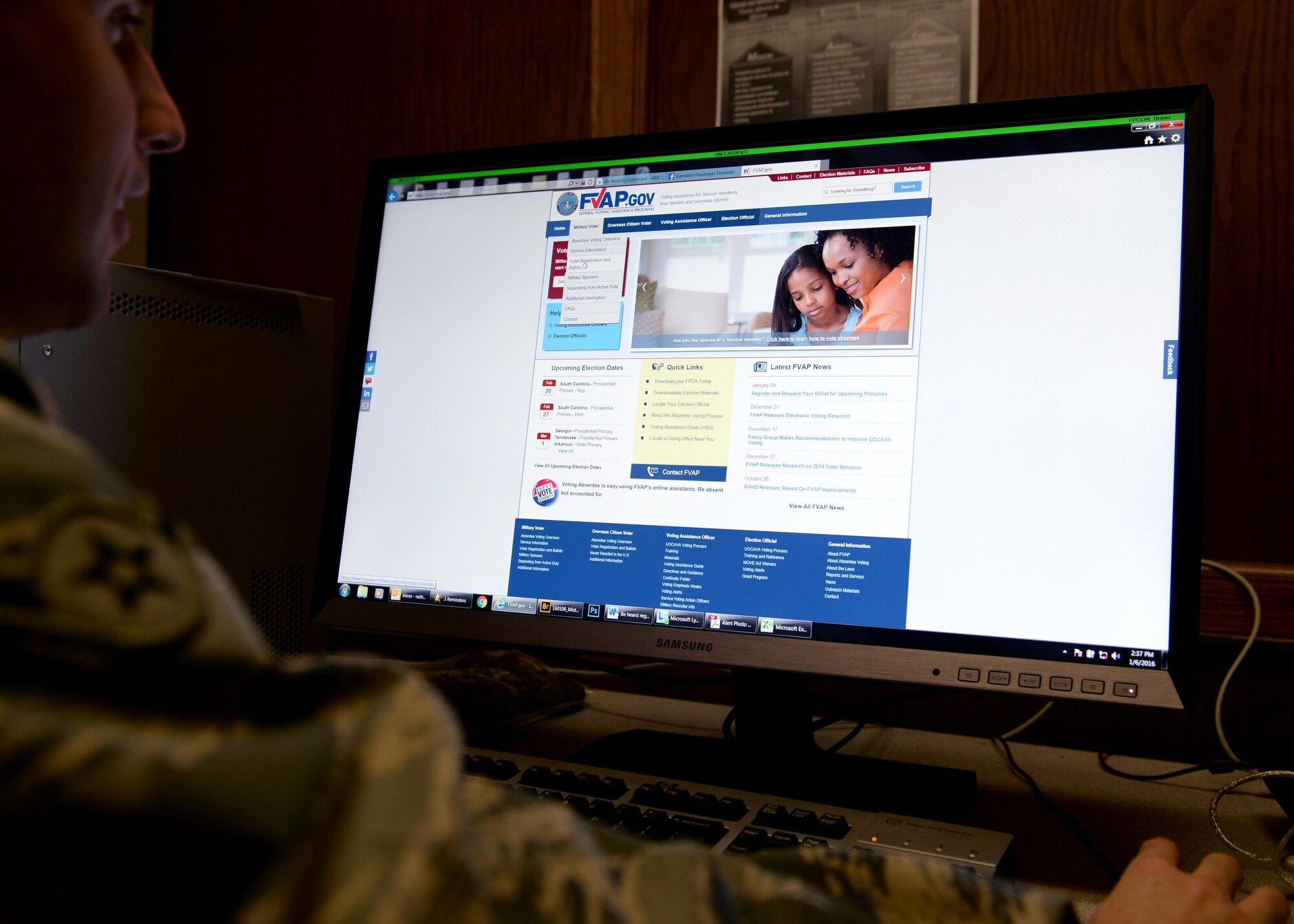 ALTUS AIR FORCE BASE, Okla. (Jan. 6, 2016) – During the 2016 election year Altus Air Force Base Airmen, civilians and eligible family members are encouraged to register to vote in local and national elections. The Information Voting Assistance Office will be helping Altus AFB members to register at https://www.fvap.gov/ . 