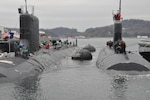 151223-N-OX023-
FLEET ACTIVITIES YOKOSUKA, Japan (December 23 2015) - USS Charlotte (SSN 766) moors outboard of USS Texas (SSN 775) at Commander, Fleet Activities Yokosuka. Commander, Submarine Group 7 provide support for submarines deployed to the 5th and 7th Fleet areas of operations. (U.S. Navy photo by Lt. Cmdr. Aaron Kakiel/ Released) 