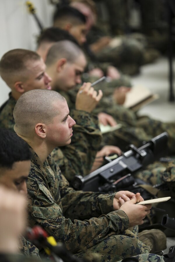 U.S. Marines assigned to Alpha Company, Battalion Landing Team, 1st Battalion, 6th Marine Regiment (BLT 1/6), 22nd Marine Expeditionary Unit, participate in an infantry immersion training exercise at Camp Lejeune, N.C., Dec. 14, 2015. BLT 1/6 conducted the training in preparation for a future deployment with the 22nd Marine Expeditionary Unit. (U.S. Marine Corps photo by Lance Cpl. Koby I. Saunders/22 MEU/Released)