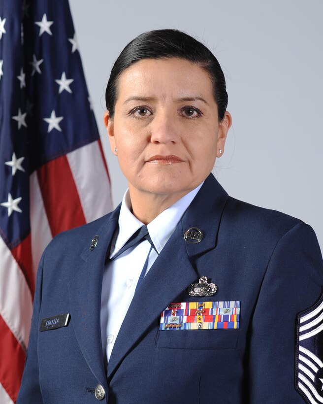 Chief Master Sergeant Dolores M. Colella is the Group Superintendent, Headquarters, Individual Reservist Readiness and Integration Organization, Air Reserve Personnel Center, Buckley Air Force Base, Colorado.(U.S. Air Force photo)