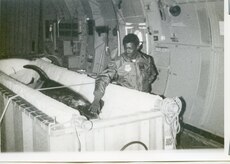 JOINT BASE CHARLESTON, SC -- The 20th Military Airlift Squadron airlifted a Risso Dolphin named Mom, from Boston to Kaneohe, Hawaii. The dolphin was assigned to the U.S. Navy's underwater security and test program that utilized specially trained dolphins. According to Major Frank Metzger, the crew had to keep the temperature in the cargo compartment so low, that the dolphin's spray would freeze on the floor. The cold temperatures supposedly prevented undue psychological harm to the dolphin during the flight. (Courtesy Photo)