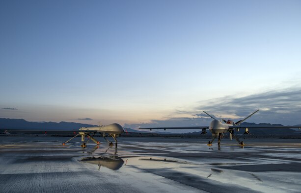 An MQ-1 Predator and an MQ-9 Reaper assigned to the 432nd Aircraft Maintenance Squadron remain ready for their next mission at Creech Air Force Base, Nev. The two aircraft have provided intelligence, surveillance and reconnaissance during Operations Iraqi Freedom and Enduring Freedom. (U.S. Air Force photo/Staff Sgt. Vernon Young Jr.)