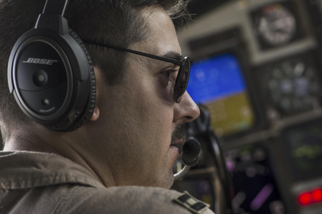 U.S. Air Force Capt. Alan Herbol performs preflight checklists on Al Udeid Air Base, Qatar, Dec. 31, 2015, to support Operation Inherent Resolve. Herbol is a pilot assigned to the 340th Expeditionary Air Refueling Squadron. U.S. Air Force photo by Tech. Sgt. Nathan Lipscomb 
