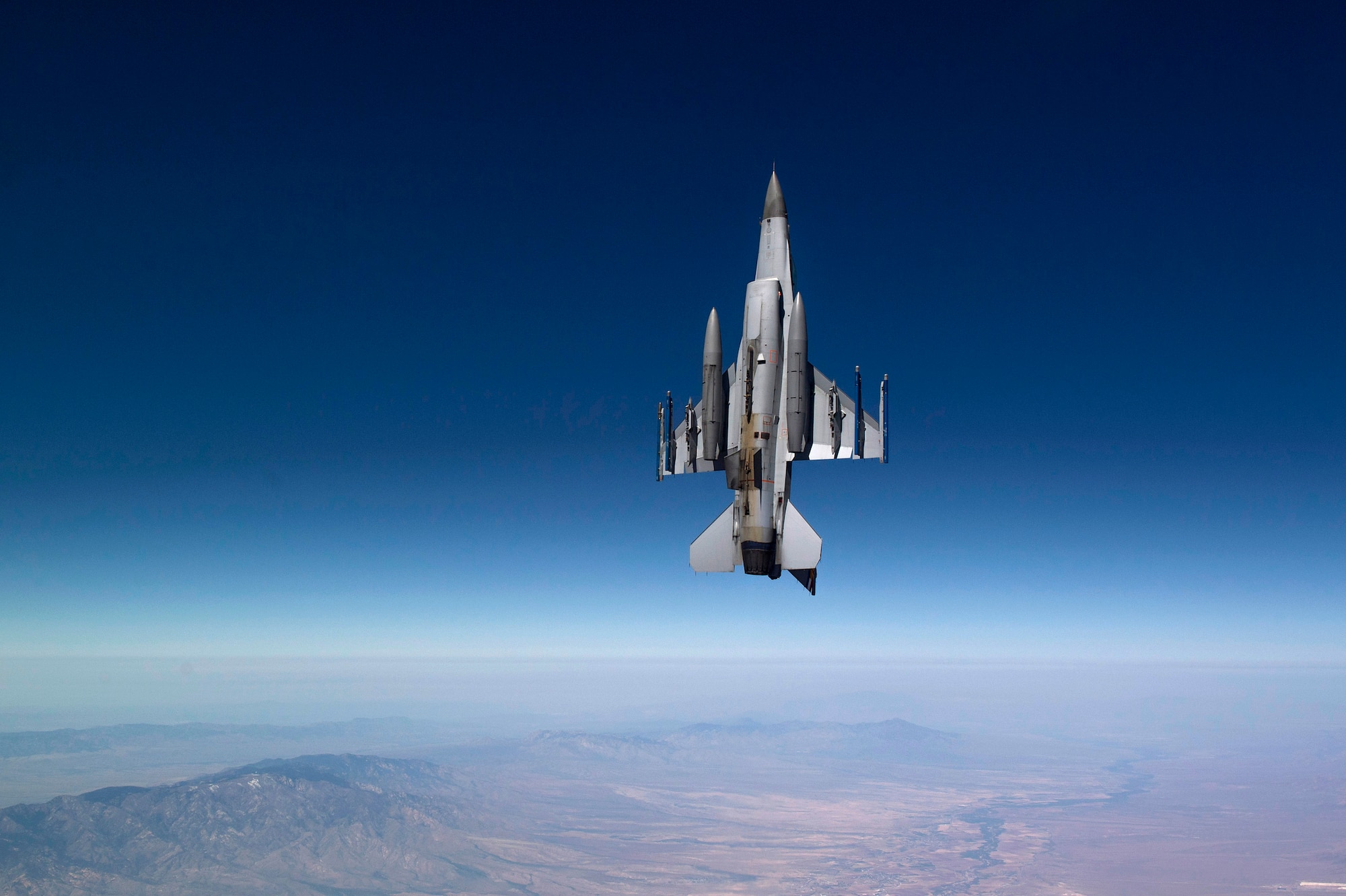 A Royal Netherlands Air Force F-16 Fighting Falcon flies a training mission over Tucson, Ariz. (U.S. Air Force photo/Master Sgt. Jeffrey Allen)