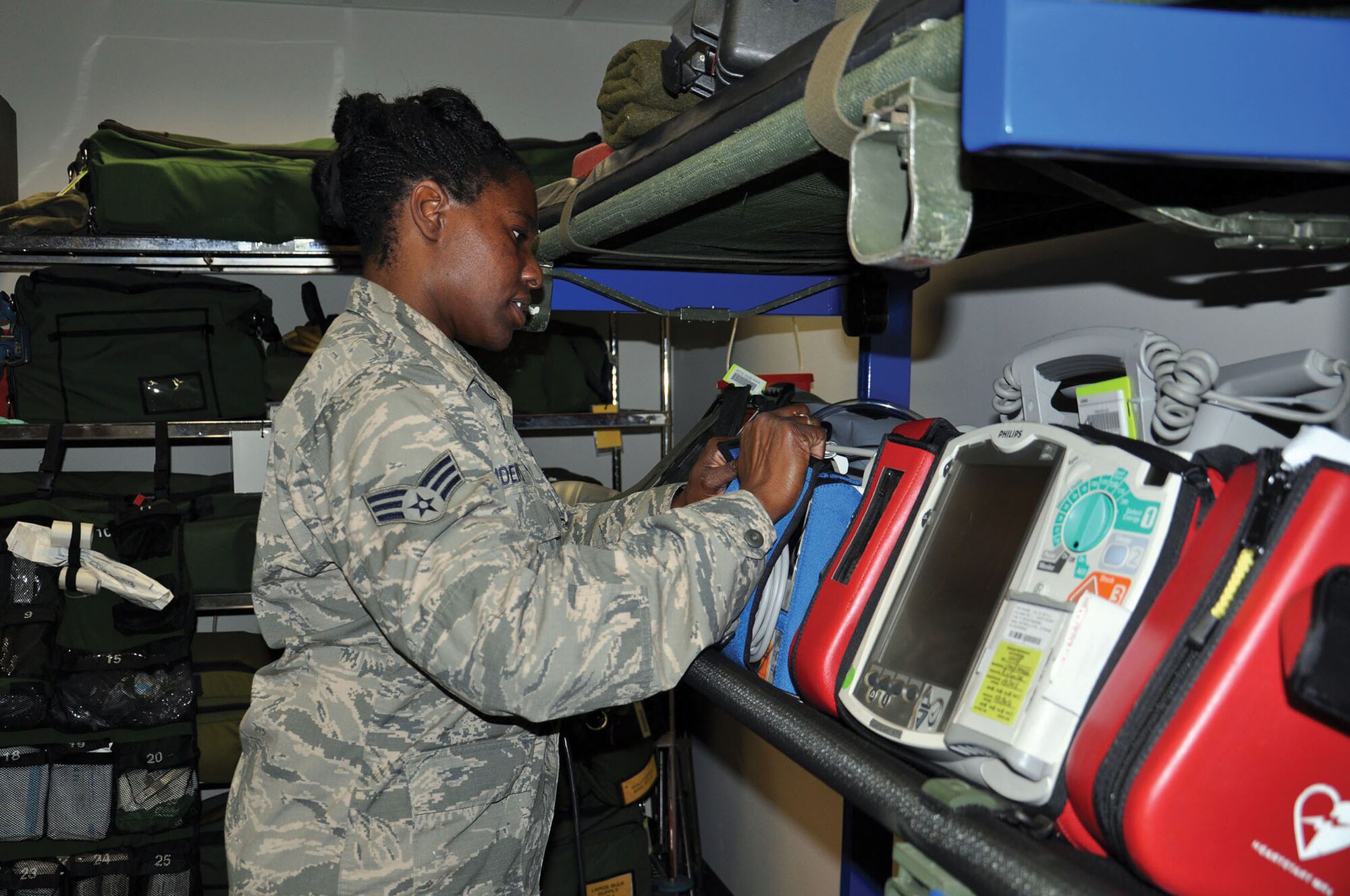 WRIGHT-PATTERSON AIR FORCE BASE, Ohio – Senior Airman Onyekachi N. Udeinya 445th Aeromedical Evacuation Squadron AE technician, is the 445th Airlift Wing January 2016 Spotlight Performer. (U.S. Air Force photo/Stacy Vaughn)