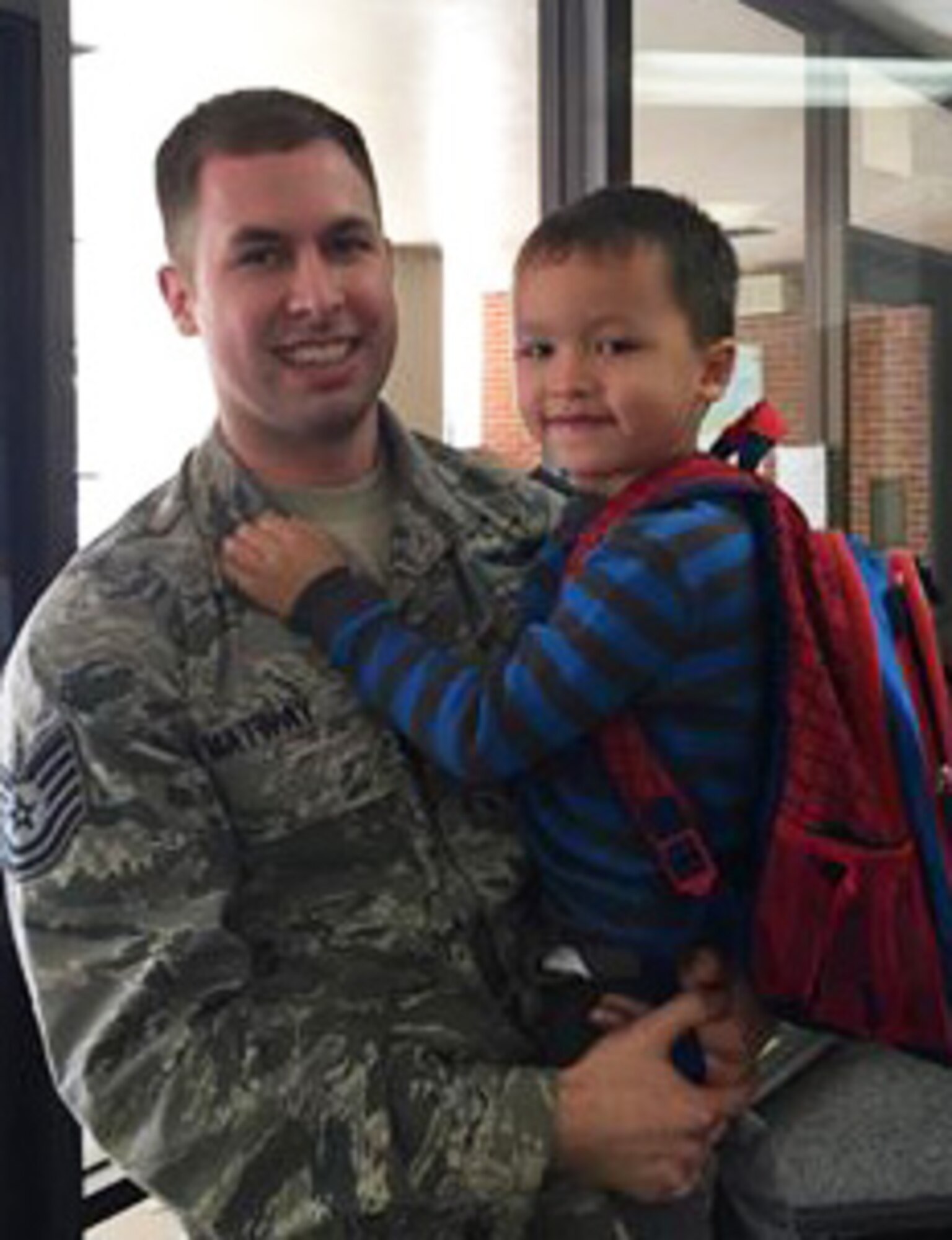 Members from the 45th Aeromedical Evacuation Squadron met at Tampa International Airport to welcome home Airmen returning from a four month deployment, Jan. 8, 2016. While deployed they supported Aeromedical Evacuation missions from Germany to Afghanistan and Andrews Air Force Base, Maryland. One returning member, Tech. Sgt. Derek Matway, who was supposed to return a week later, decided to not to tell his family about his early return and surprise them.

“I was supposed to come home on the 12th,” said Matway. “I didn’t want to tell my wife so I could surprise her and my son. The best part was picking my son up from school!”

