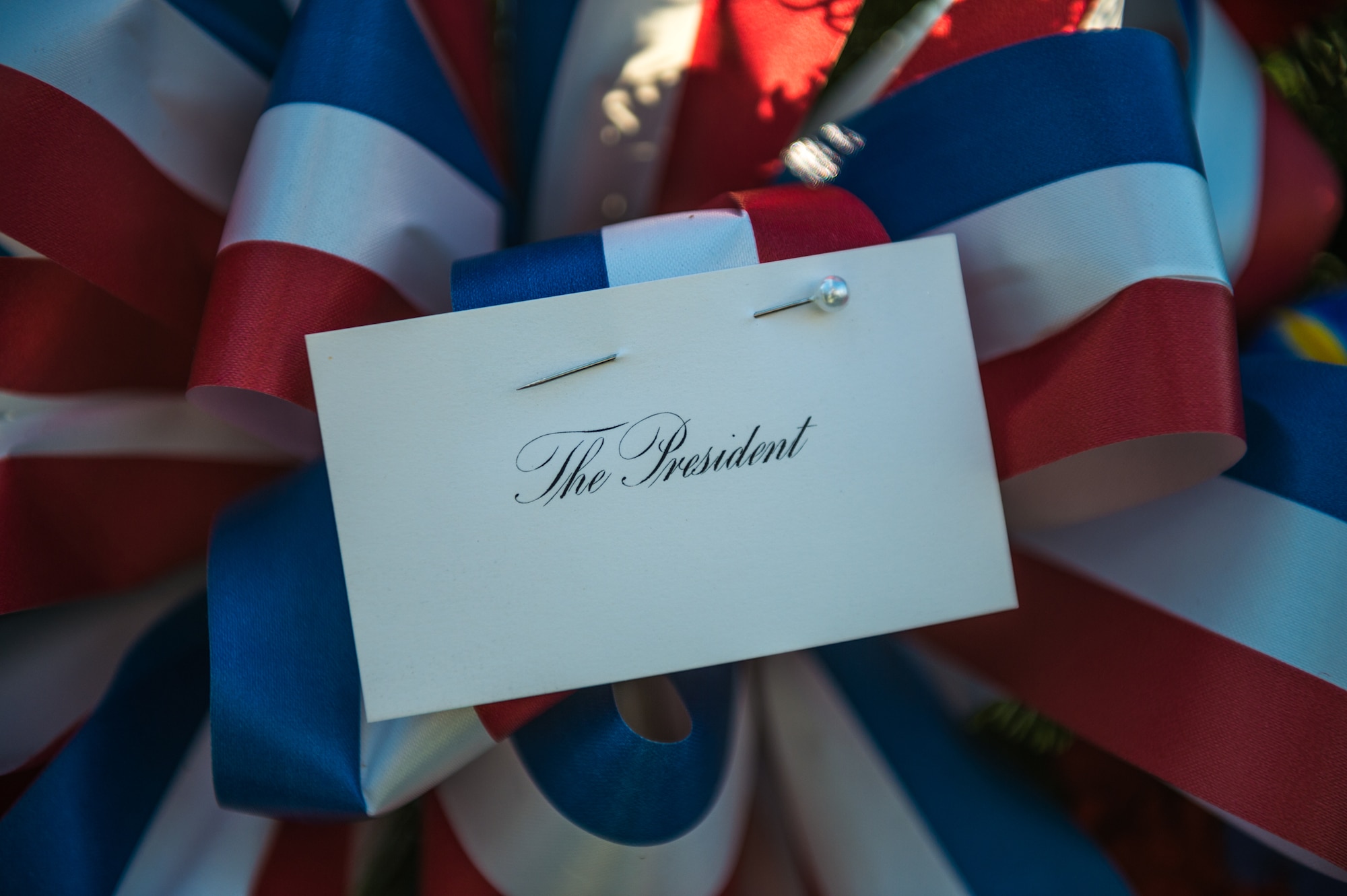 A wreath provided by the White House on behalf of President Barack Obama sits on display at the grave of President Millard Fillmore, Forest Lawn Cemetery, Buffalo, N.Y., Jan. 7, 2015. The 107th AW from the Niagara Falls Air Reserve Station, Niagara Falls, N.Y., presented the wreath at a ceremony held by the University at Buffalo, a school which Fillmore was one of the founders.  (U.S. Air National Guard Photo/ Staff Sgt. Ryan Campbell)