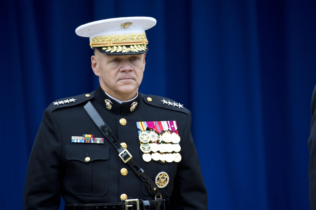Commandant of the Marine Corps, Gen. Robert B. Neller, attends the Pentagon cake cutting ceremony at Washington, D.C., Nov. 9, 2015. The ceremony celebrated the Corps' 240th birthday since it was first established on Nov. 10, 1775. (U.S. Marine Corps photo by Sgt. Gabriela Garcia/Released)