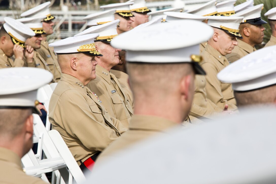 Commandant of the Marine Corps, Gen. Robert B. Neller attends a ceremony at Point Loma, Calif., Dec. 3, 2015. Neller was the guest of honor at the superior achiever ceremony for Marines of the Western and Eastern Recruiting Region. (U.S. Marine Corps photo by Staff Sgt. Gabriela Garcia/Released)
