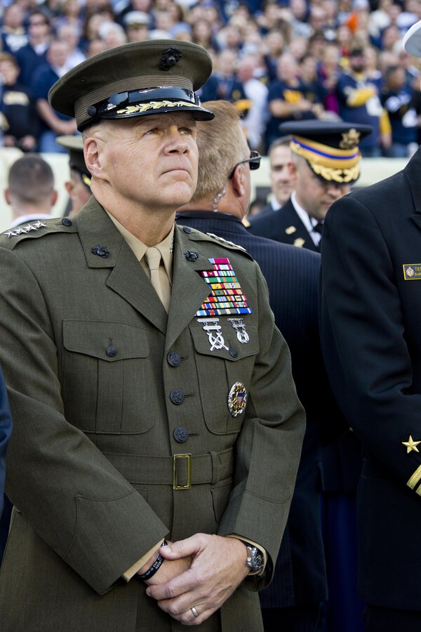 Commandant of the Marine Corps, Gen. Robert B. Neller attends the Army-Navy game at Lincoln Financial Field in Philadelphia, Pa., Dec. 12, 2015. Neller participated in the game's coin toss done by Secretary of Defense, Ashton B. Carter. (U.S. Marine Corps photo by Staff Sgt. Gabriela Garcia/Released)