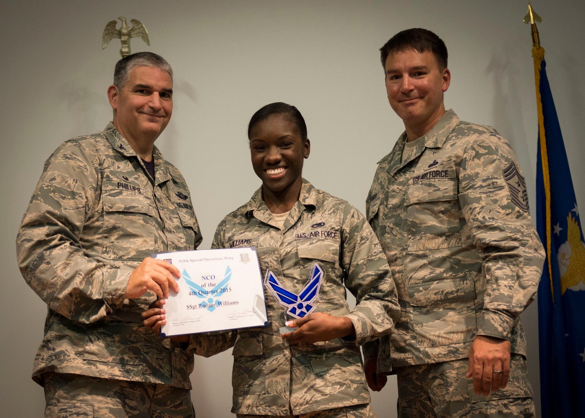 Staff Sgt. Rodane WIlliams, 919th Special Operations Maintenance Group, won NCO of the fourth quarter.  (U.S. Air Force photo/Tech. Sgt. Jasmin Taylor)
