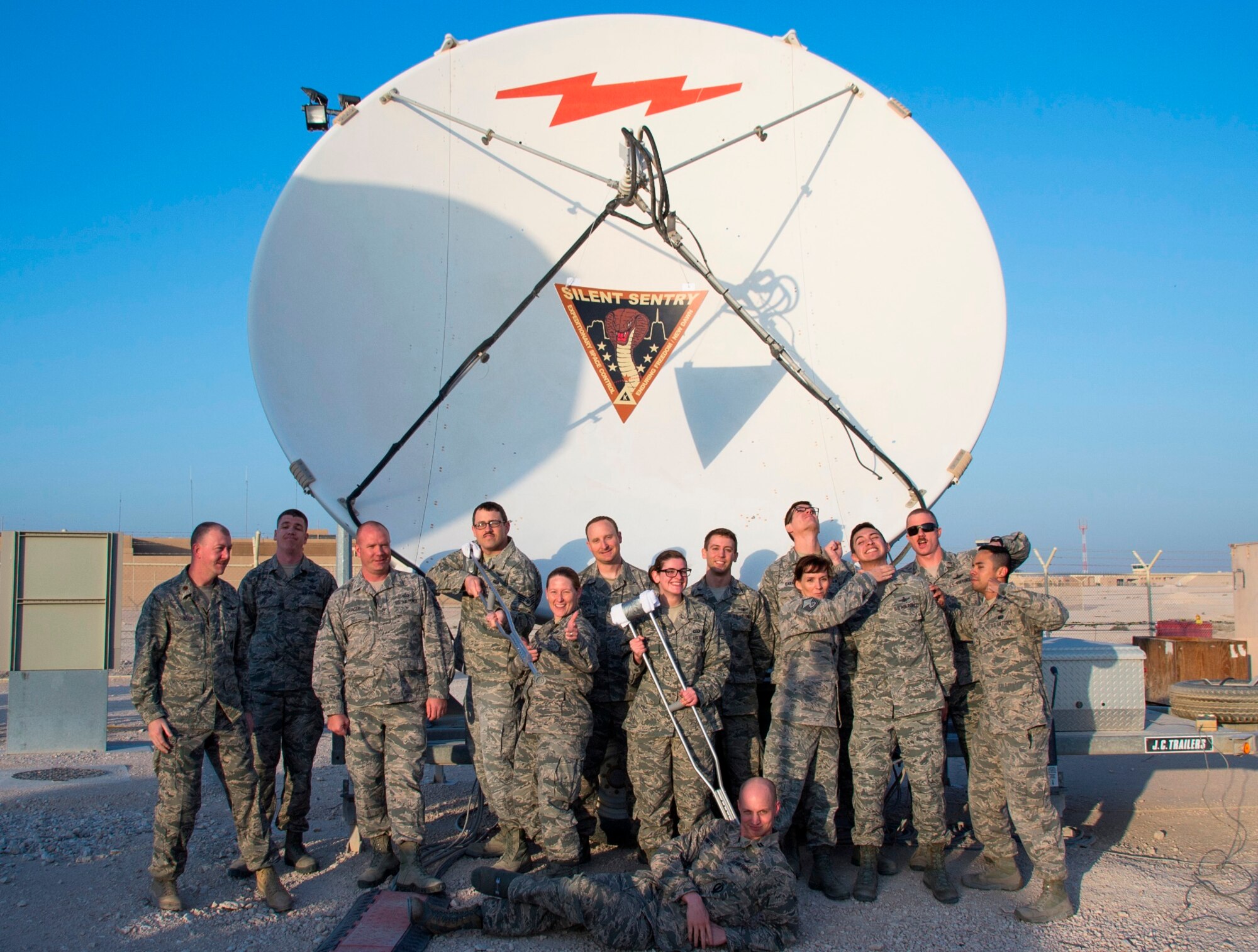 Members of the 380th and 16th Space Control Squadrons currently deployed to Al Udeid Air Base, Quatar in support of U.S. Central Command. (Courtesy photo)