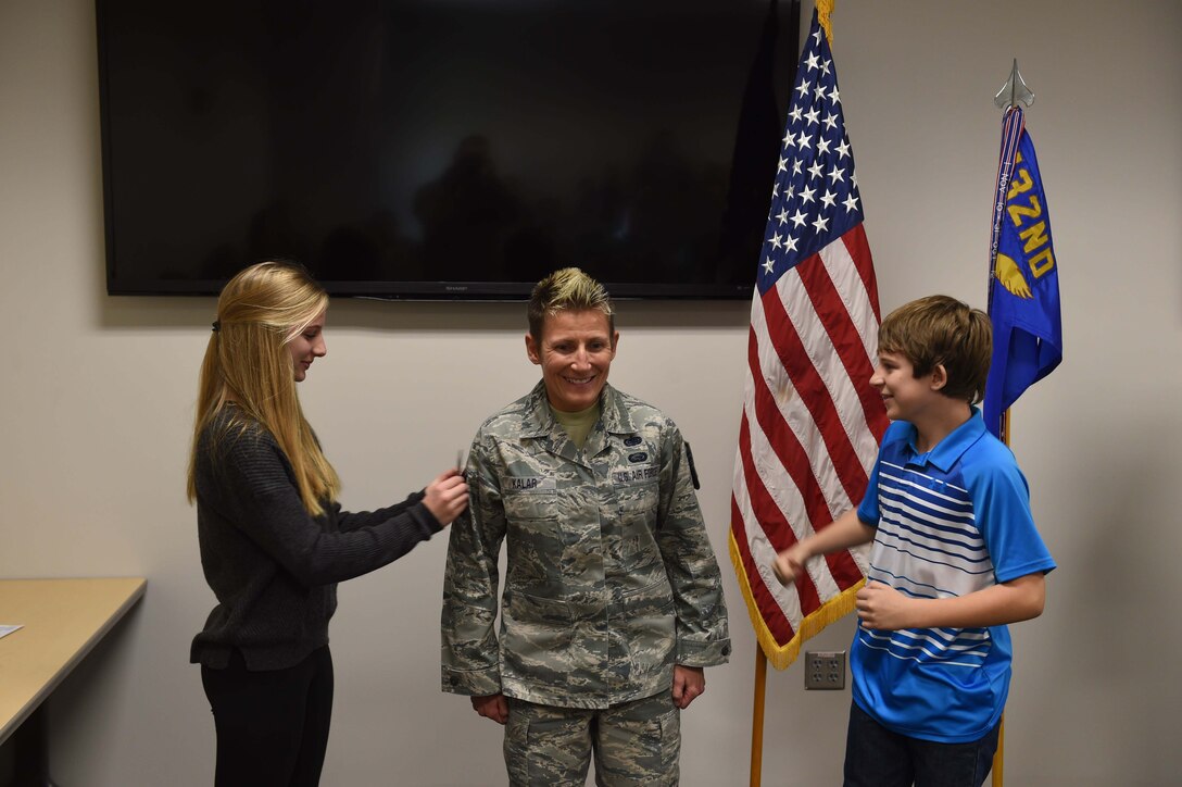 Tech Sgt. Tina Kalar promoted to Master Sgt. (U.S. Air National Guard photo by Staff Sgt. Michael Kelly/Released)