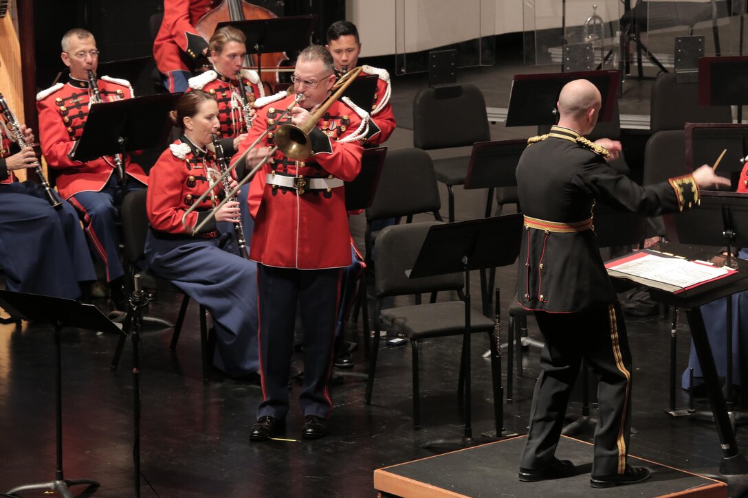 On Jan. 10, 2016, the U.S. Marine Band performed its annual Sousa Season Opener at George Mason University's Center for the Arts. (U.S. Marine Corps photo by Gunnery Sgt. Amanda Simmons/released)