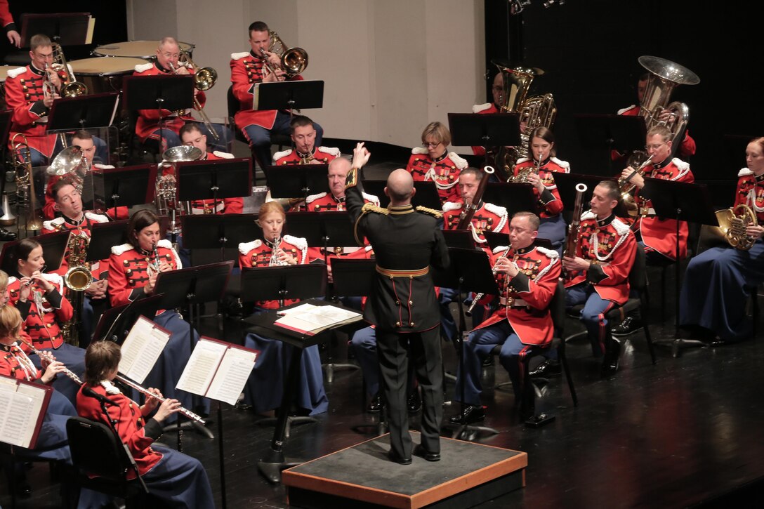 On Jan. 10, 2016, the U.S. Marine Band performed its annual Sousa Season Opener at George Mason University's Center for the Arts. (U.S. Marine Corps photo by Gunnery Sgt. Amanda Simmons/released)