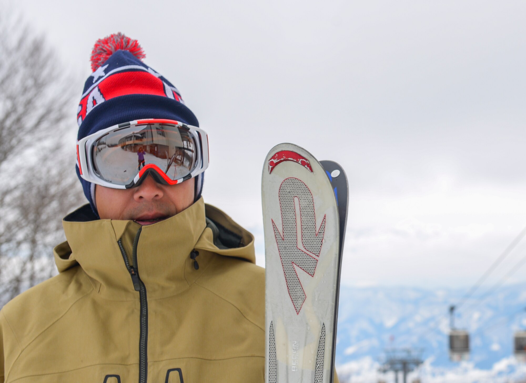 Juni Kunimatsu, 374th Force Support Squadron Outdoor Recreation specialist, poses for a photo at Nozawa Onsen, Japan, Jan. 6, 2016. Kunimatsu guides Outdoor Recreation customers on excursions across Japan, providing guidance and knowledge on the activities and locations. (U.S. Air Force photo by Airman 1st Class Elizabeth Baker/Released)