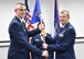 Maj. Patrick Shields assumes command of the 910th Civil Engineer Squadron from Col.  Kevin Riley, 910th Mission Support Group commander, here Jan. 9, 2016. Lt. Col David Phillips held command of the squadron prior to the change of command ceremony. (U.S. Air Force photo/Staff Sgt. Rachel Kocin)