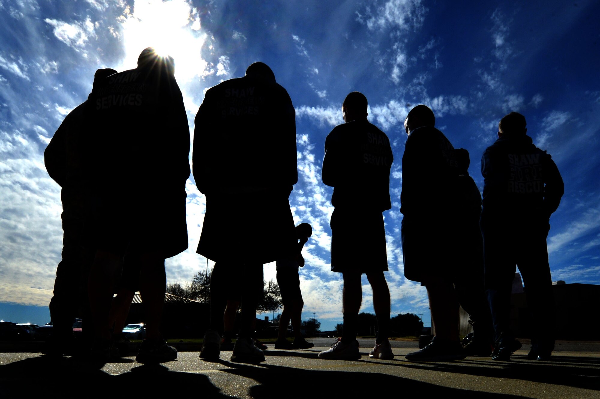 U.S. Airmen assigned to the 20th Civil Engineer Squadron fire and emergency services gather for a briefing at Shaw Air Force Base, S.C., Jan. 11, 2016. The briefing was given to go over the rules and safety precautions for a confidence course they would take part in. (U.S. Air Force photo by Senior Airman Michael Cossaboom)