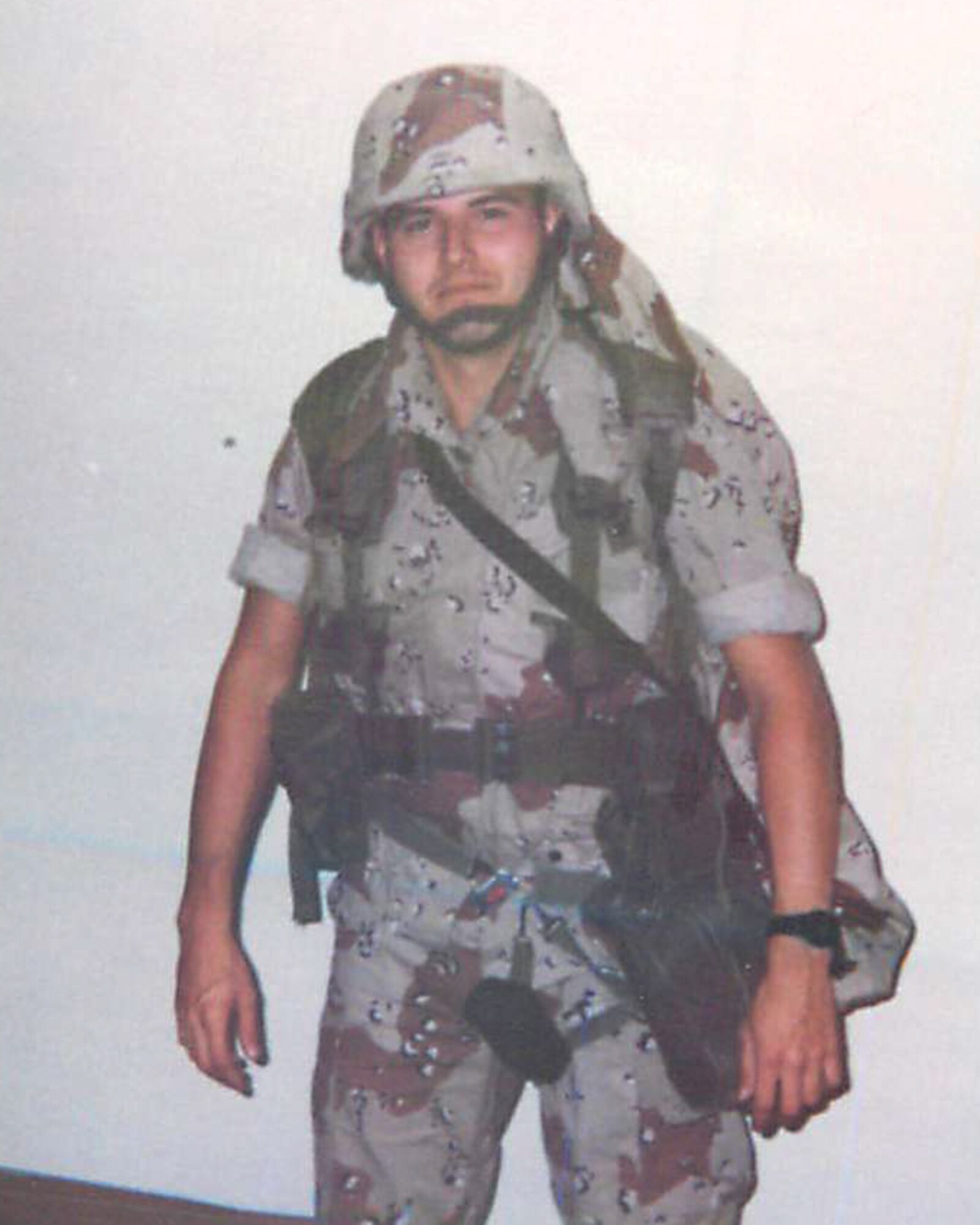 Lance Cpl. Patrick Mahan poses for photo before deploying to Saudi Arabia.
