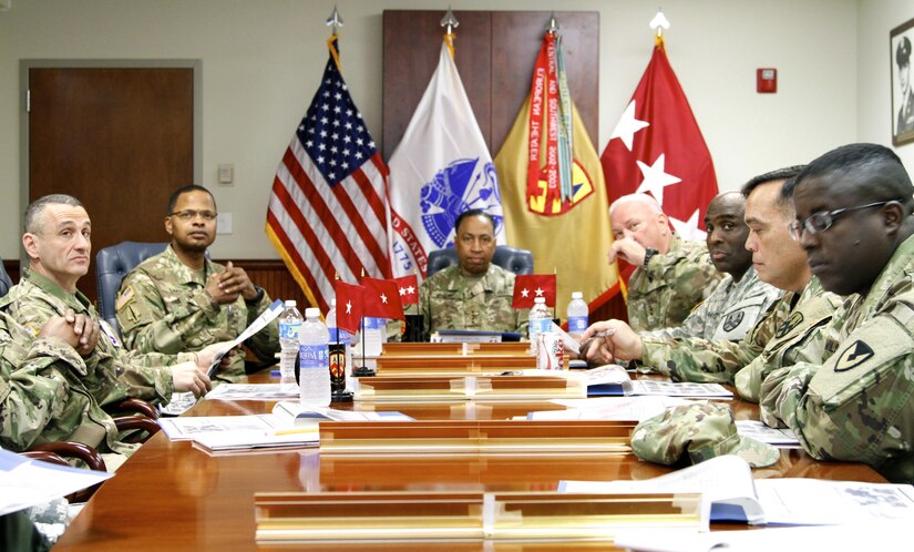 The Commander of the 377th Theater Sustainment Command, Maj. Gen. Les Carroll, hosted the Commander of the U.S. Army Materiel Command, Gen. Dennis Via during a command visit to Naval Air Station Joint Reserve Base New Orleans Jan. 8. The 377th TSC serves as the largest two-star command in the Army Reserve with a mission to operate as the Senior Army Logistics headquarters capable of planning, controlling and synchronizing operational-level Army deployment and sustainment.