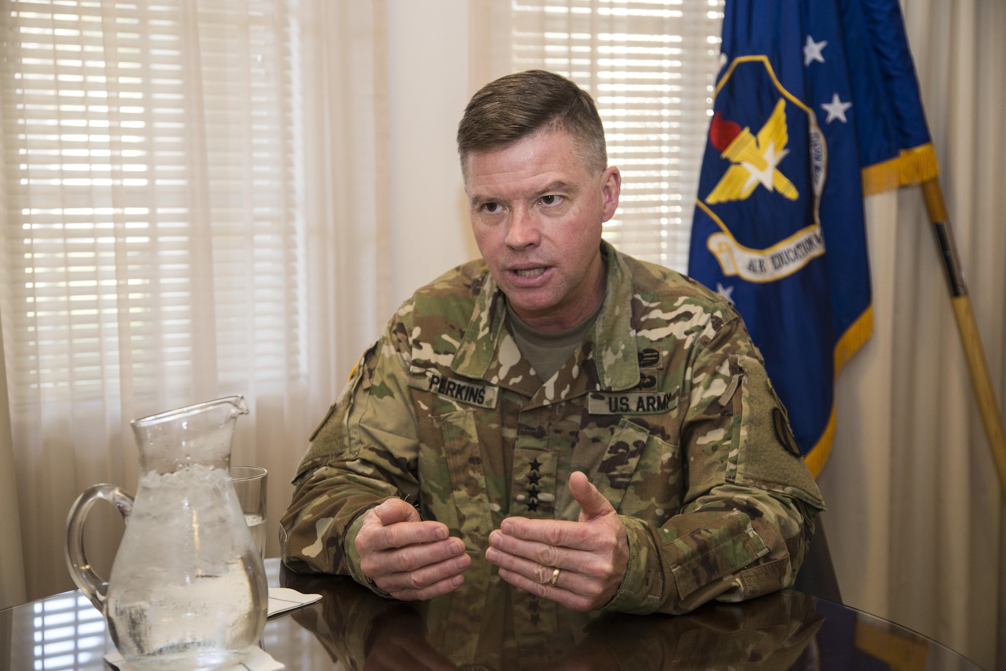 Gen. David G. Perkins, commanding general of the U.S. Army Training and Doctrine Command, visited officials from Air Education and Training Command, Jan. 7-8, to collaborate with Air Force leaders on advancing education and innovation within the respective military services. 
