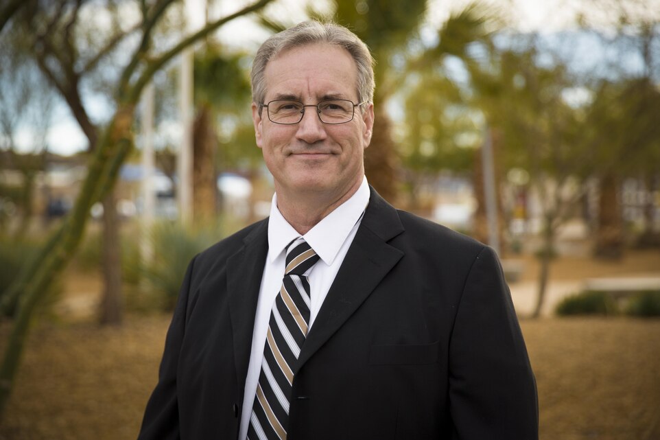 Brian Henen, ecologist, Natural Resources and Environmental Affairs, has been involved in conservation his entire life and studied various tortoise species for more than 20 years. Throughout his career, he has learned about the various species of tortoises and contributed to scientific tortoise literature when he survived a Desert Tortoise attack. (Official Marine Corps photo by Lance Cpl. Levi Schultz/Released)