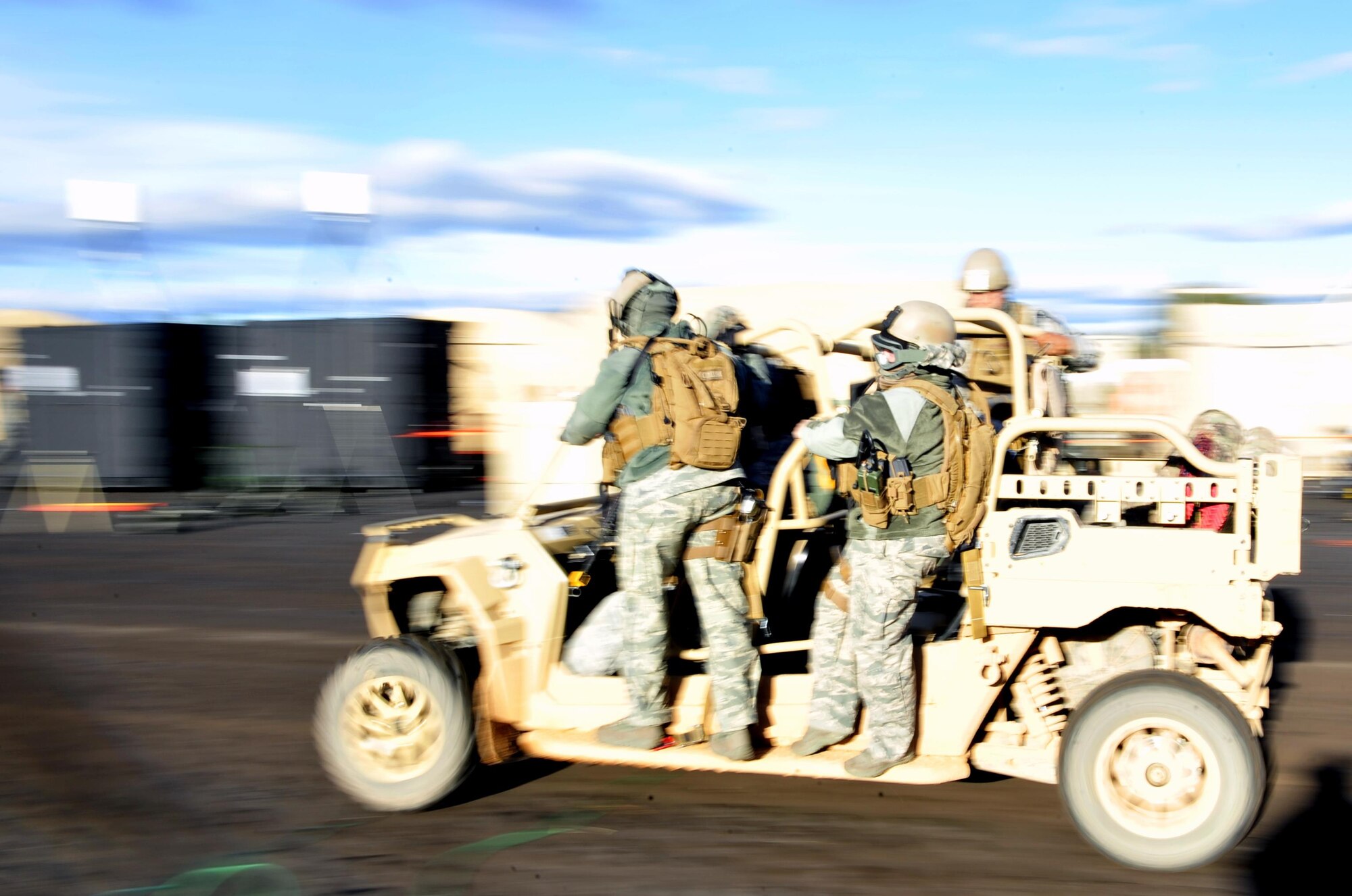 Members of the 1st Special Operations Security Forces Squadron transport a simulated casualty during exercise Frigid Archer 2016 at Eglin Range, Fla., Jan. 10, 2016. Frigid Archer tested 1st Special Operations Wing Air Commandos’ expertise through a myriad of operational and support requirements. (U.S. Air Force photo by Staff Sgt. Tyler Placie)