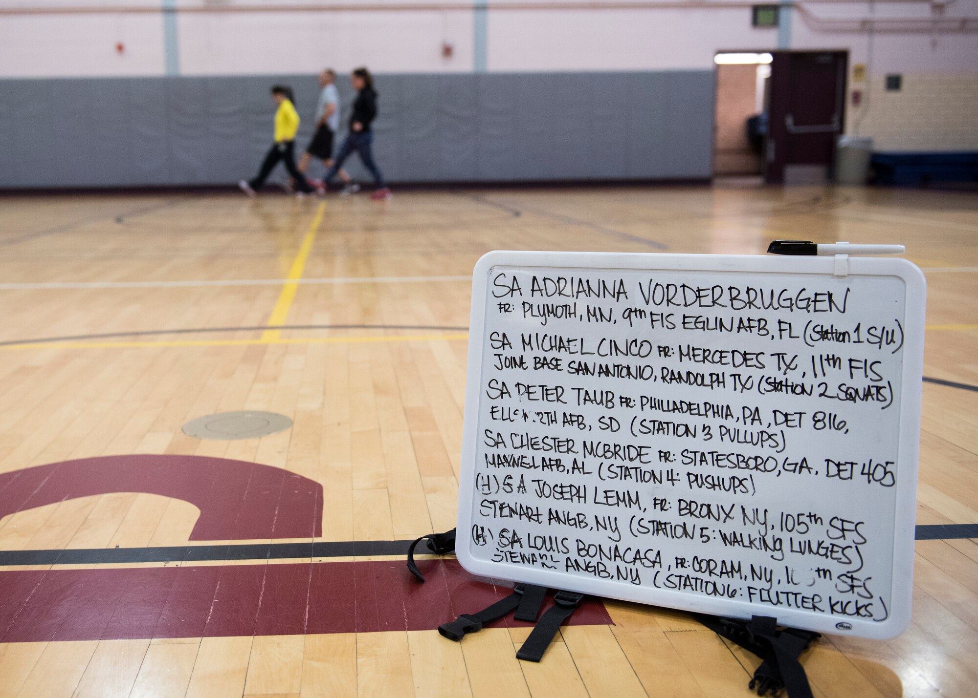 PETERSON AIR FORCE BASE, Colo. - Special Agents from the 8th Field Investigations Squadron of the Air Force Office of Special Investigations participate in a Hero Workout of the Day at the Peterson Air Force Base Fitness Center on Jan. 8, 2015. The workout was in honor of the six Airmen killed, four AFOSI special agents and two security forces defenders, while on patrol in Afghanistan on Dec. 21, 2015. (U.S. Air Force photo by Senior Airman Rose Gudex)