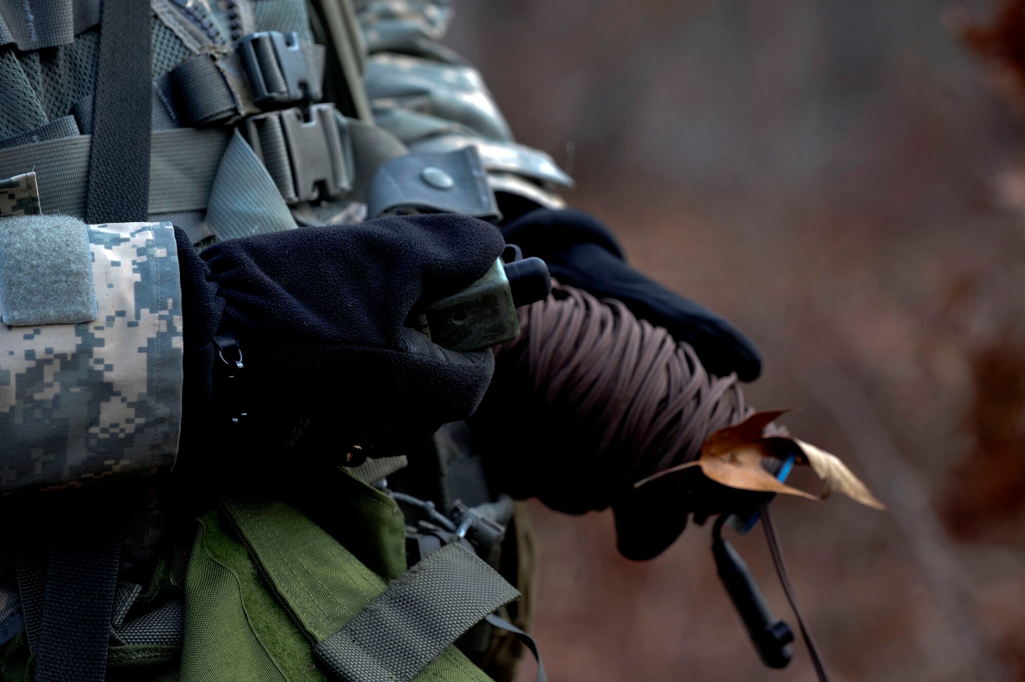 A U.S. Soldier assigned to the 73rd Transportation Floating Craft Company of the 19th Transportation Battalion, 7th Transportation Brigade (Expeditionary), prepares to simulate attacking a foreign enemy bunker during a field training exercise at Fort A.P. Hill, Va., Jan. 12, 2016. The personnel received training on the “five C’s” after an explosion: Confirm, Clear, Call, Cordon and Control.  (U.S. Air Force photo by Senior Airman Breonna Veal)