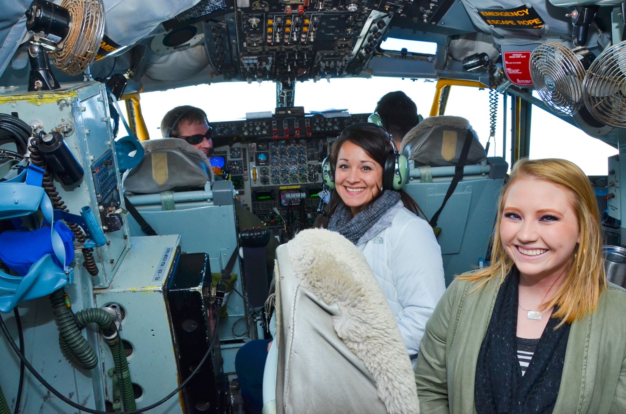 Spouses from two Alabama Air National Guard units to took a ride in a  KC-135R Stratotanker over Montgomery, Ala. as part of an incentive flight, January 9, 2016. The flight which  involved the 117th Air Refueling Wing and the 187th Fighter Wing  helped spouses learn more about the Air Guard mission.  (U.S. Air National Guard photo by: Senior Airman Wesley Jones/Released)
