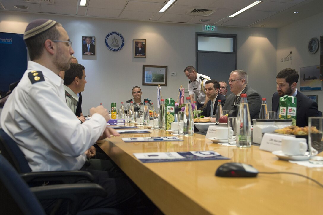 U.S. Deputy Defense Secretary Bob Work, center right, meets with military leaders in Tel Aviv, Israel, Jan. 13, 2016. DoD photo by Navy Petty Officer 1st Class Tim D. Godbee