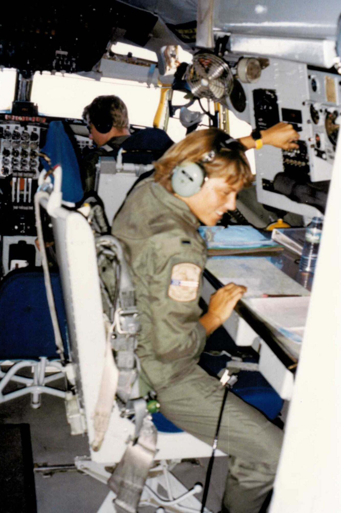 First Lt. Dawn Everett, then a KC-135 Stratotanker navigator operates during her activation and deployment for Desert Storm 25  years ago. Airmen from Grissom deployed to Saudi Arabia and other locations in support of the operation. (U.S. Air Force photo/courtesy Dawn Everett)