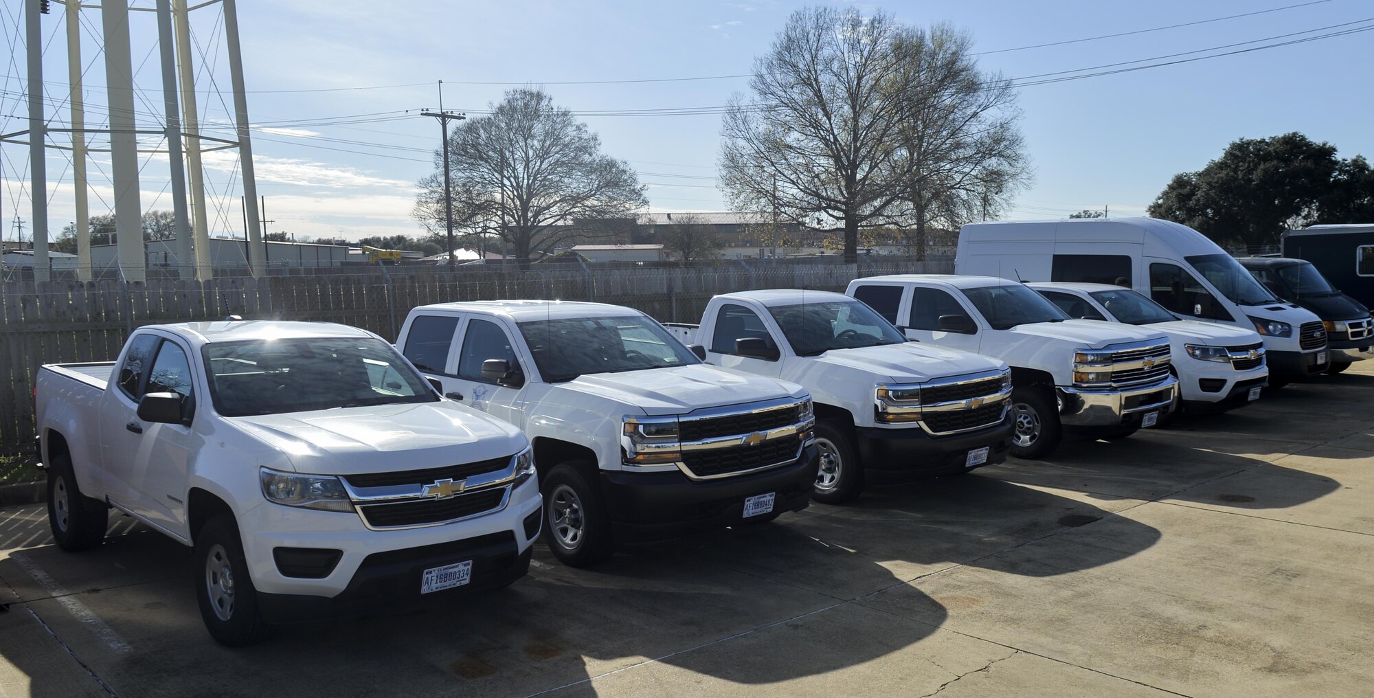 New vehicles are ready for use at the 2nd Logistics Readiness Squadron vehicle management flight at Barksdale Air Force Base, La., Jan. 11, 2016. The new models are more comfortable, job-effective, safe and environmentally friendly. Over the next three years, 2nd LRS will be receiving nearly 100 vehicles to disseminate to various units. (U.S. Air Force photo/Airman 1st Class Mozer O. Da Cunha)