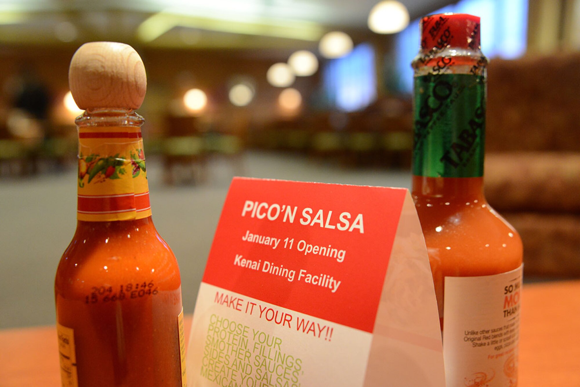 Pico ‘n Salsa is a new Mexican-themed restaurant available on Joint Base Elmendorf-Richardson, Alaska, Jan. 11, 2016, as part of the food transformation initiative. Pico ‘n Salsa is available for anyone on base and can also be purchased with meal card. The food transformation initiative is a program that provides dining diversity for service members on meal card. (U.S. Air Force photo by Airman 1st Class Christopher R. Morales)