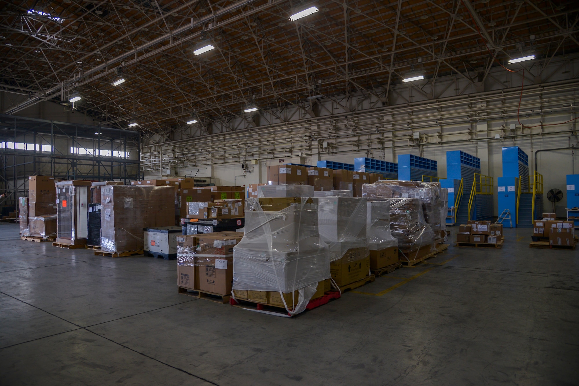 Spare parts sit within a 374th Logistics Readiness Squadron storage space at Yokota Air Base, Japan, Jan. 11, 2016. The materiel management flight is responsible for all retail materiel management functions for Yokota AB and its geographically separated units, such as storing, inspecting, inventorying, issuing, returning, repair cycle and customer support. (U.S. Air Force photo by Senior Airman David Owsianka/Released)