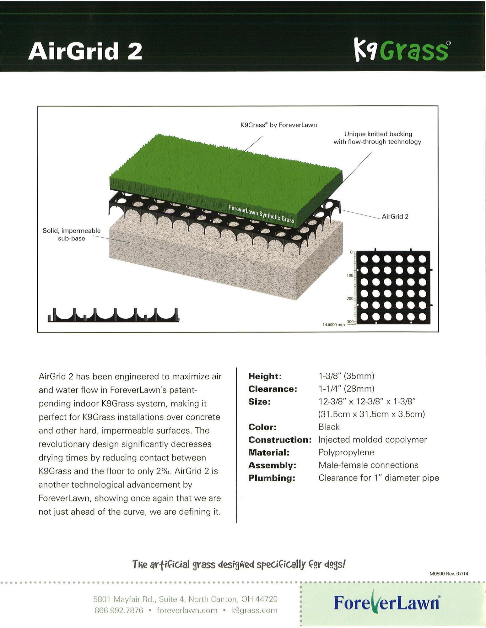 The 23d Civil Engineer Squadron plans to incorporate synthetic flooring into the new military working dog facility to help promote a cleaner and safer environment for the MWDs. Any liquid such as rain or waste from the dogs drains through the AirGrid 2 keeping the grass dry and functional for training purposes. (Courtesy photo)
