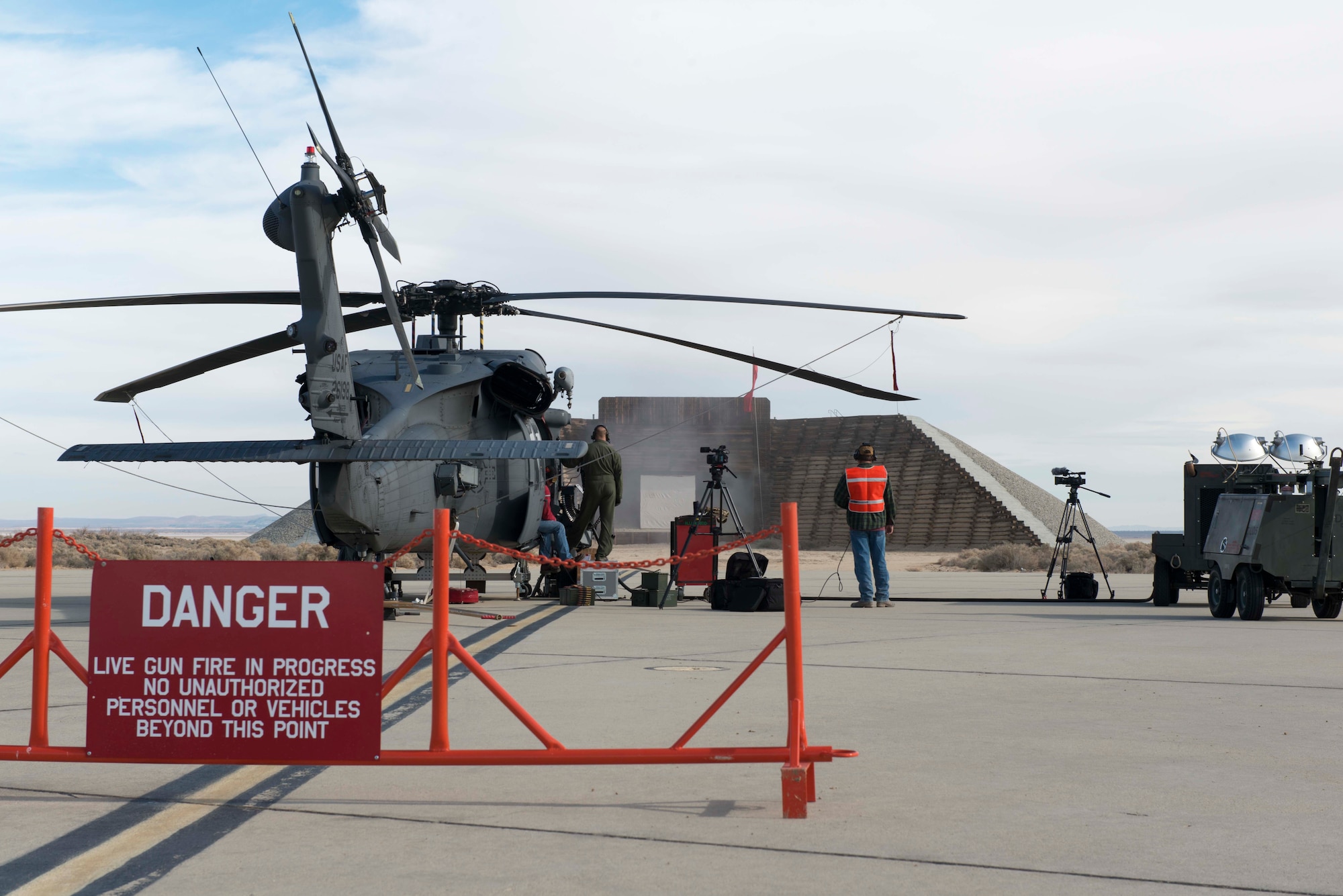 The Pave Hawk will be at Edwards until Jan. 22 where the 412th Test Wing and 418th Flight Test Squadron are providing the facilities, range safety, photographic documentation and maintenance support equipment. (U.S. Air Force photo by Brad White)

