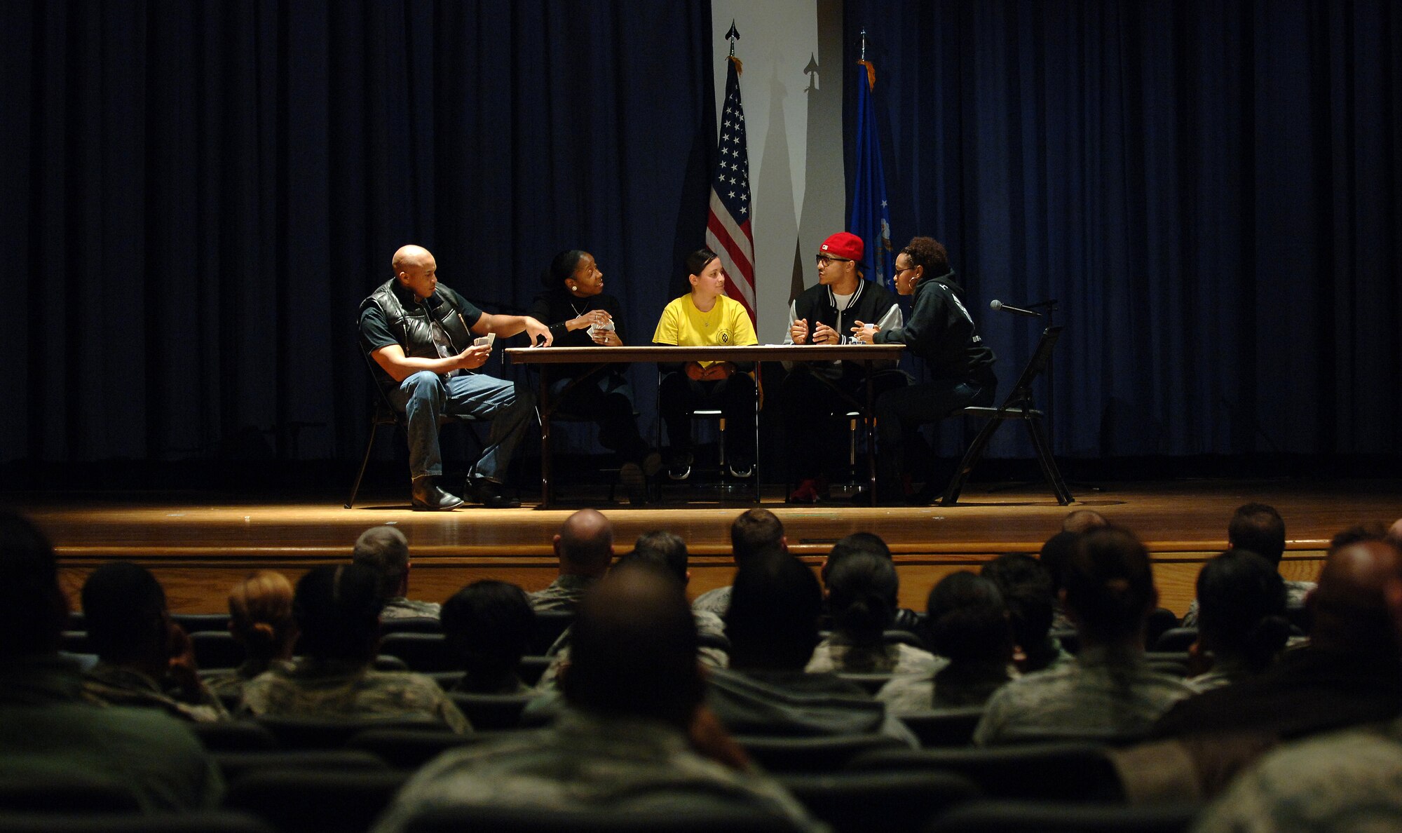 Members of the Langley African American Heritage Council perform a skit during the Dr. Martin Luther King, Jr. Memorial Celebration at Langley Air Force Base, Va., Jan. 15, 2016. Actors discussed Dr. King’s history and what he fought for. (U.S. Air Force photo by Staff Sgt. Teresa J. Cleveland)