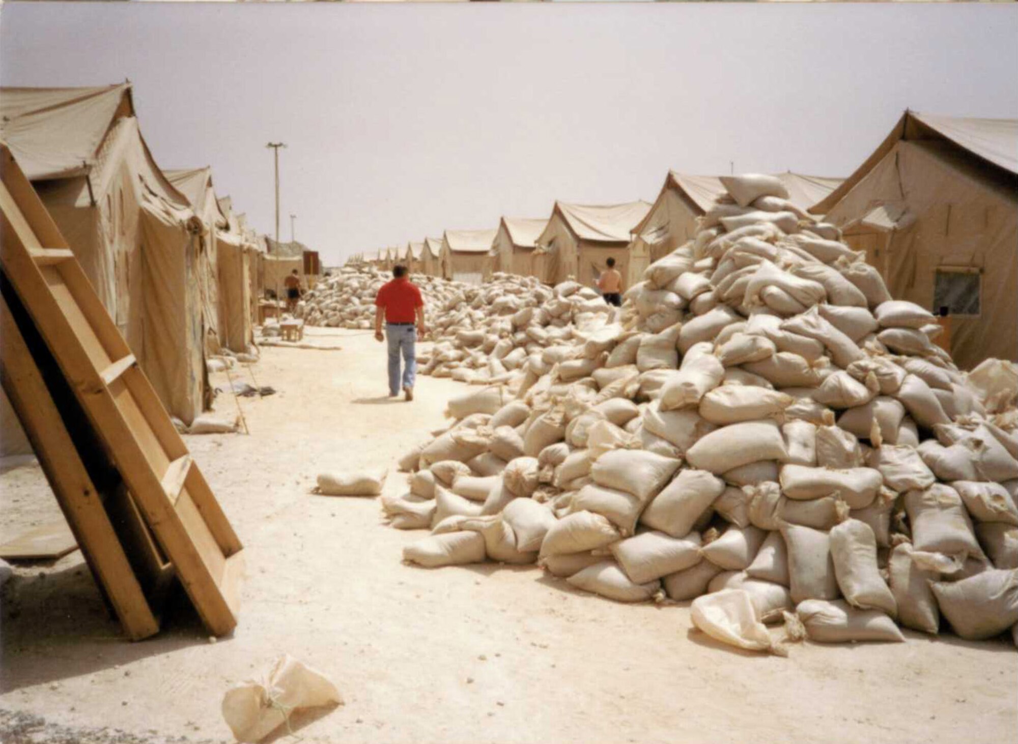 Members of Charleston Air Force Base set up their tent city in Saudi Arabia during Operation Desert Storm.