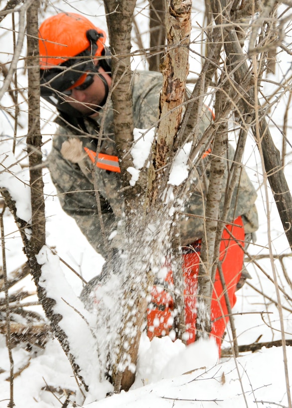 Soldiers with the 770th Engineer Company, 479th Engineer Battalion, 411th Engineer Brigade, 412th Theater Engineer Command, are working to clear land in Mattydale, N.Y., which will become home to a new Army Reserve Center.