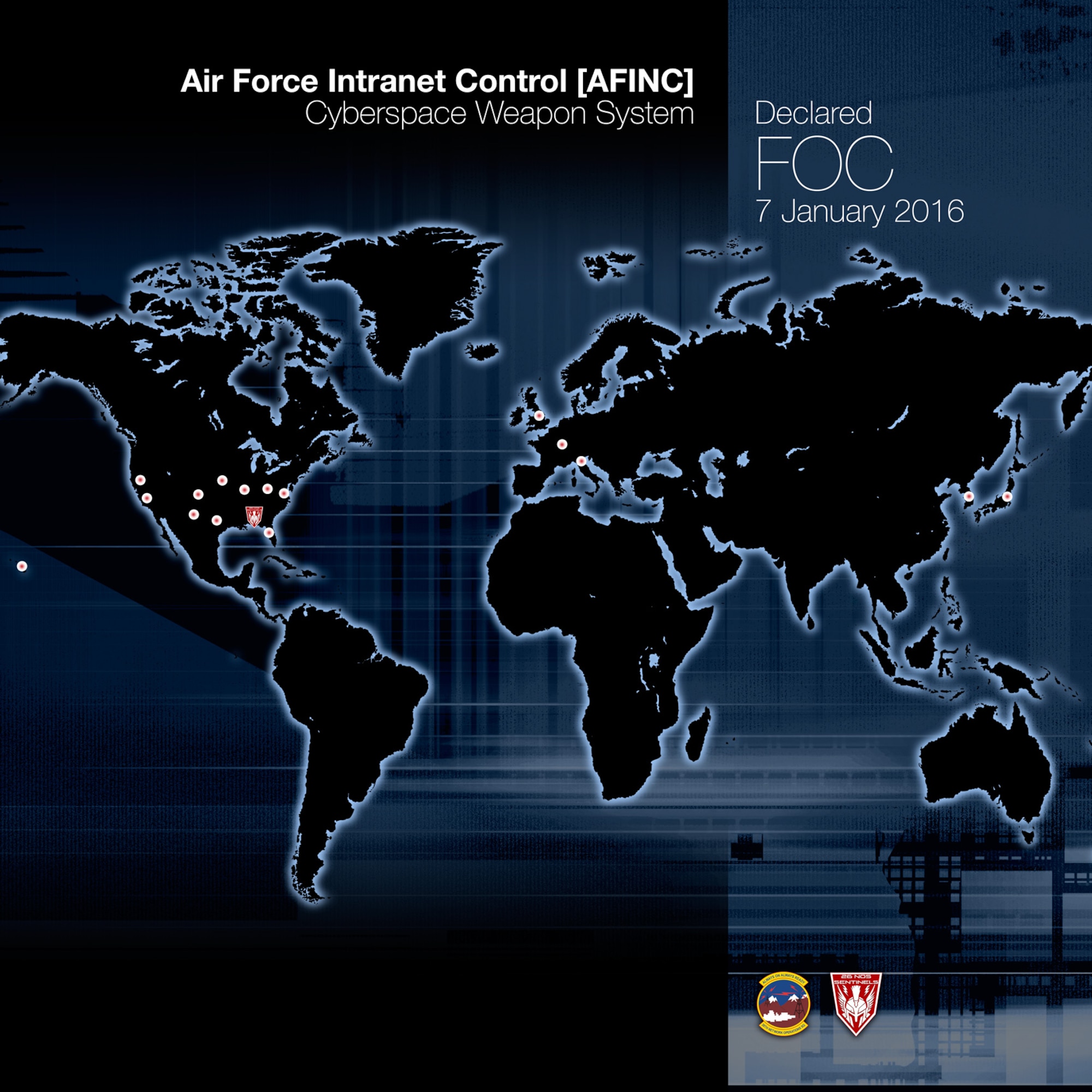 Air Force Intranet Control (AFINC) Cyberspace Weapon System Attained Full Operational Capability (FOC) on 7 Jan 2016.