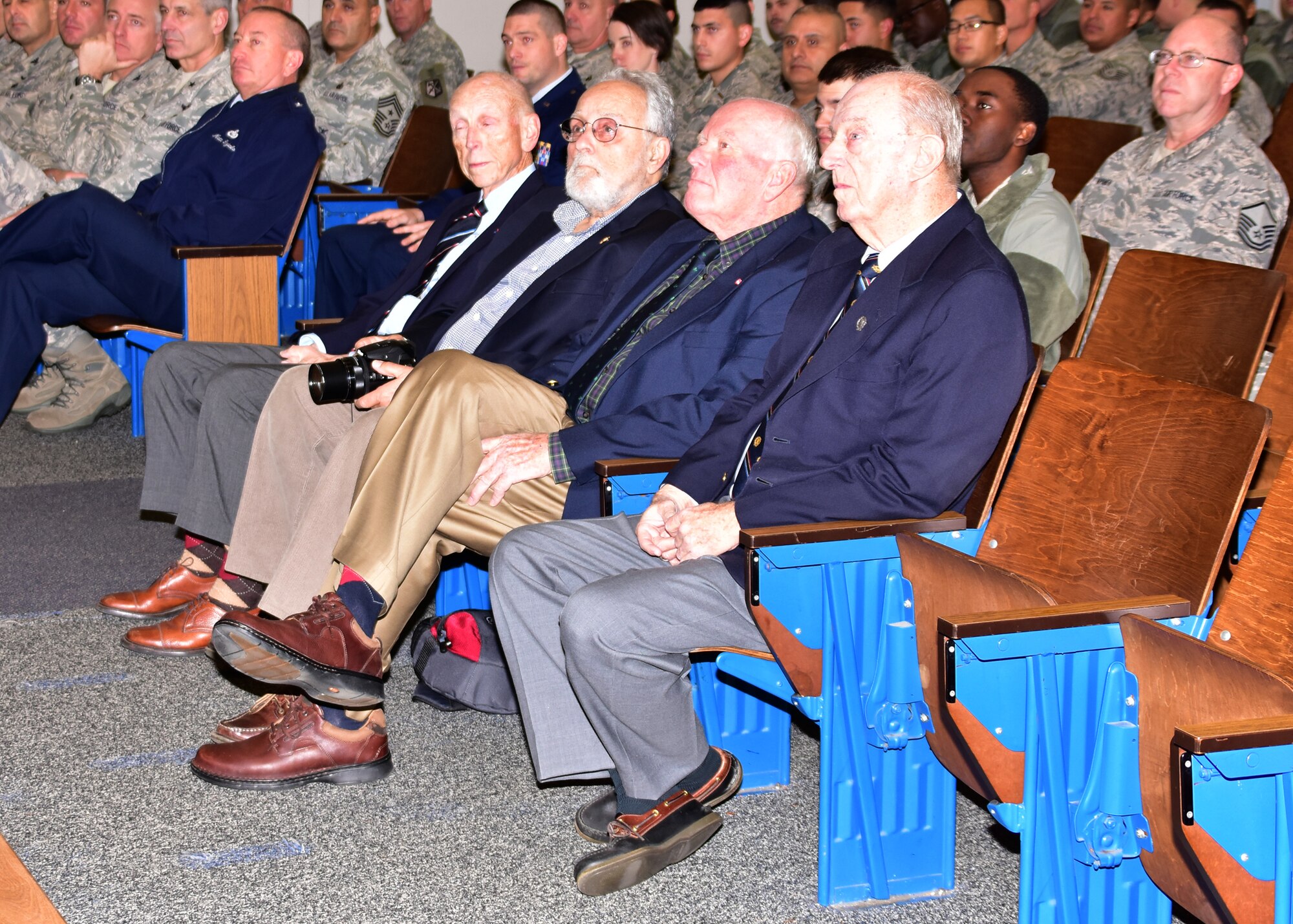 Members of the Rhode Island Society of the Founders and Patriots at a ceremony at Quonset Air National Guard Base, North Kingstown, Rhode Island on December 5, 2015 honoring the 143d Civil Engineering Squadron. Photo by Tech Sgt Jason Long
