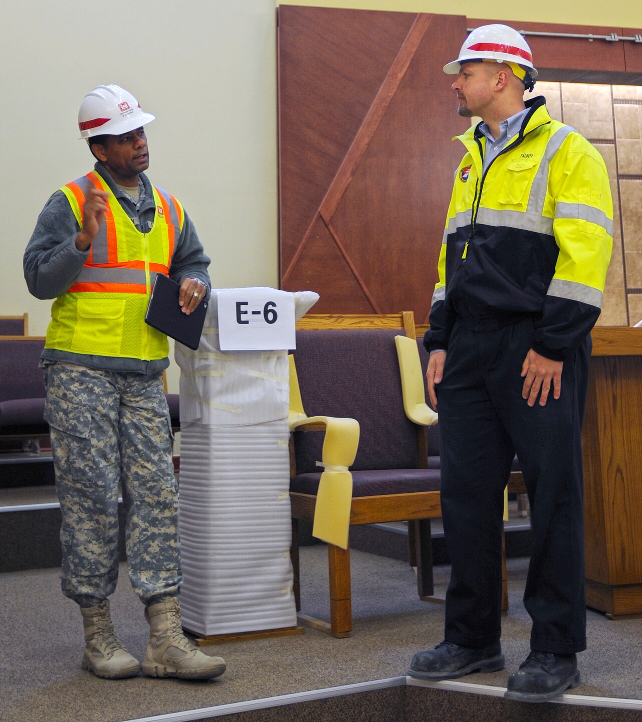 In this photo, Chaplain (Col.) Raymond A. Robinson, Jr., the USFK command chaplain, takes a break from touring the new chapel to talk with David M. Talbot, resident engineer of the Far East District's Family Housing Resident Office at Camp Humphreys.


One critical aspect of any military installation is a space that allows for service members to exercise their freedom of religion. For a military city, greater numbers and diversity demand more than just a single space. The first of four new chapels is slated to be put into use by mid-2016.

Until around 2014, U.S. Army Garrison-Humphreys personnel exercised their freedom of religion using one small chapel (the Freedom Chapel) and a small worship space in the 501st Military Intelligence area, said Robinson. Since the Freedom Chapel was demolished, the chaplains have been holding services in the Humphreys high school through a facility usage agreement with the Department of Defense Education Activity. 

“Many of us in the Far East District have been personally invested in the construction of these chapels, and we’re going to be just as excited as the rest of the Chapel community to see this and our other new chapels open up,” said Talbot.