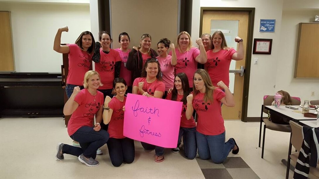 The members of Faith and Fitness on Marine Corps Base Quantico are military spouses joining the group to exercise away stress, health problems, as well as enjoy the camaraderie of fellow military spouses who understand their challenges.