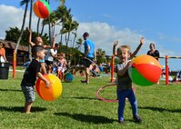 Children play in the kid-zone during Beach Fest on Joint Base Pearl Harbor-Hickam, Hawaii, Jan. 16, 2016. Beach Fest, a joint event held by MWR and Armed Forces Entertainment brought games and entertainment together with a live concert. (U.S. Air Force photo by Tech. Sgt. Aaron Oelrich/Released)   