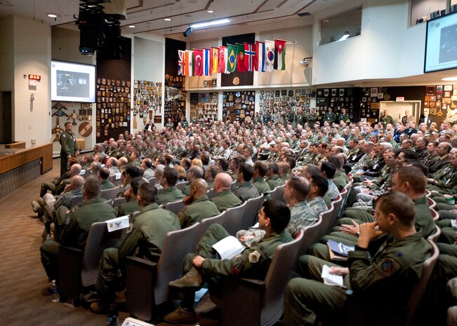 Gen. Frank Gorenc, commander of U.S. Air Forces in Europe-Air Forces Africa, provided the 2016 Weapons and Tactics Conference keynote address on Jan. 14, 2016 at Nellis Air Force Base, Nevada.  WEPTAC is an annual two-week event to bring together warfighters from Combat Air Forces to discuss current issues, to look at future issues and to provide solutions for joint and coalition air forces.   (U.S. Air Force photo by Lawrence Crespo)